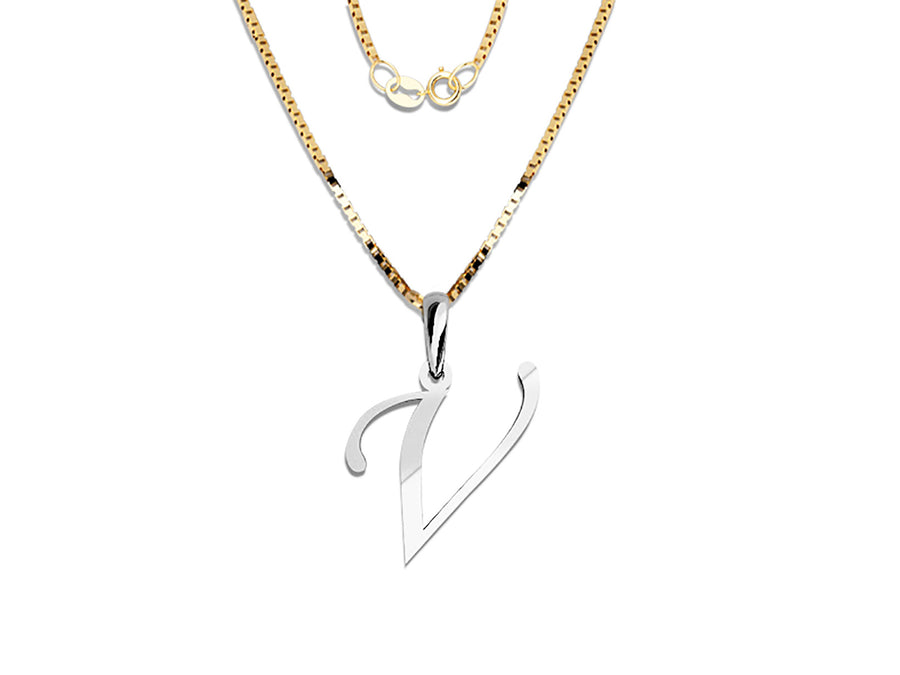 COLGANTE DE INICIAL EN CADENA DE ORO DE 14K