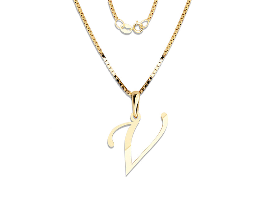 COLGANTE DE INICIAL EN CADENA DE ORO DE 14K