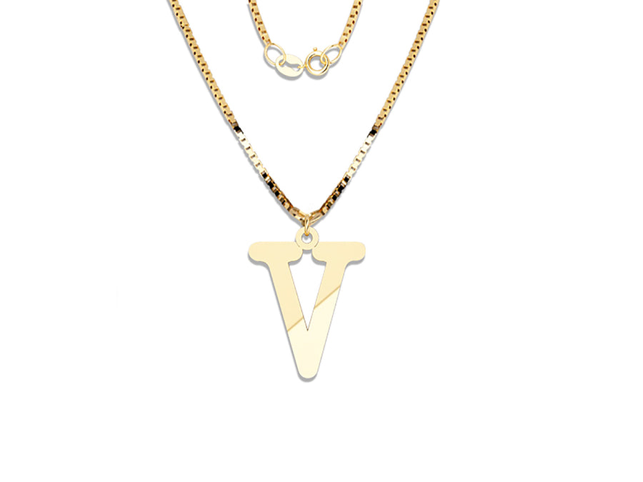 COLGANTE DE INICIAL EN CADENA DE ORO DE 14K
