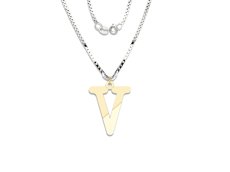 COLGANTE DE INICIAL EN CADENA DE ORO DE 14K