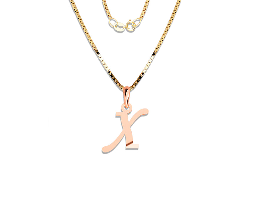 COLGANTE DE INICIAL EN CADENA DE ORO DE 14K
