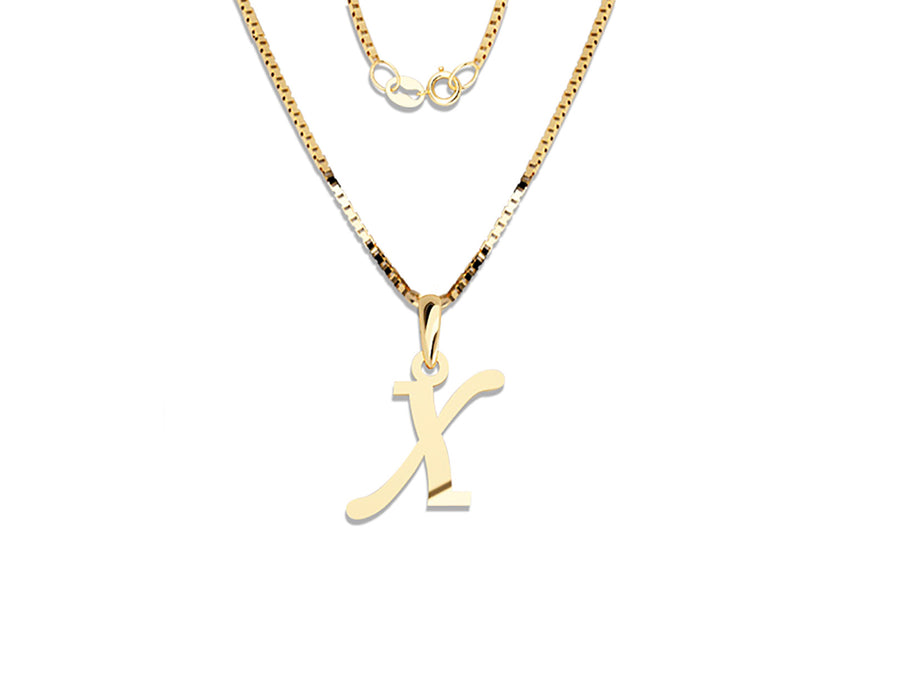 COLGANTE DE INICIAL EN CADENA DE ORO DE 14K