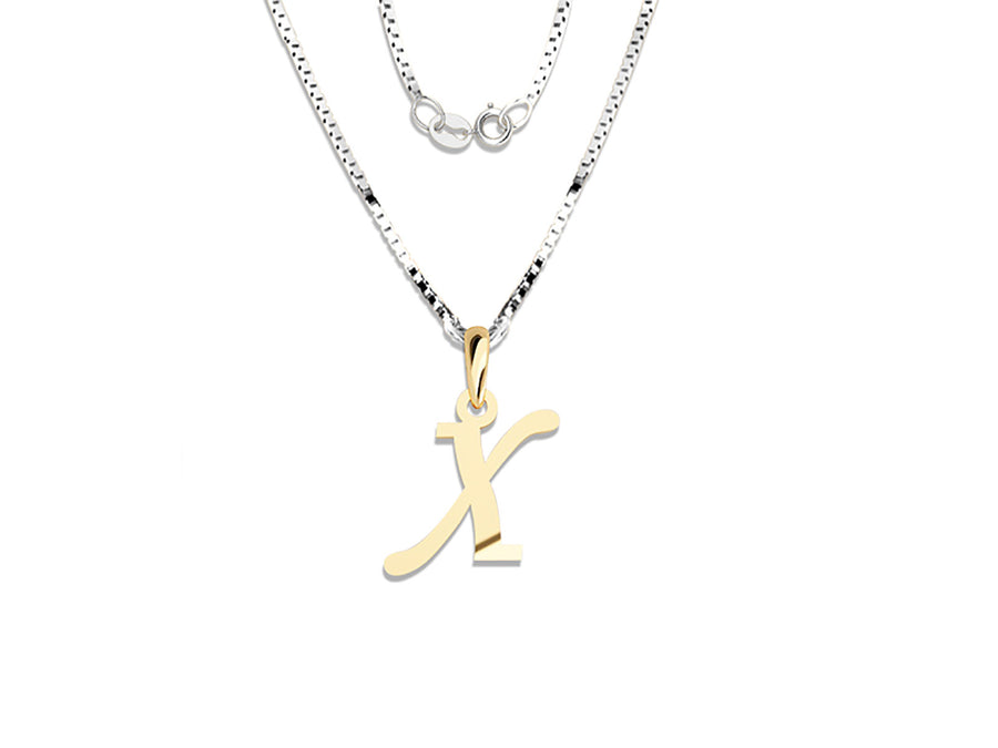 COLGANTE DE INICIAL EN CADENA DE ORO DE 14K