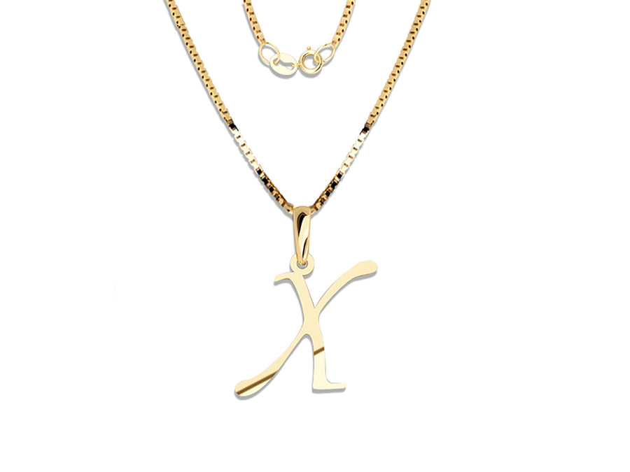 COLGANTE DE INICIAL EN CADENA DE ORO DE 14K
