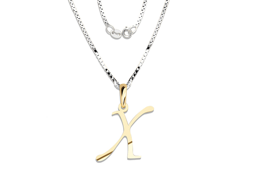 COLGANTE DE INICIAL EN CADENA DE ORO DE 14K
