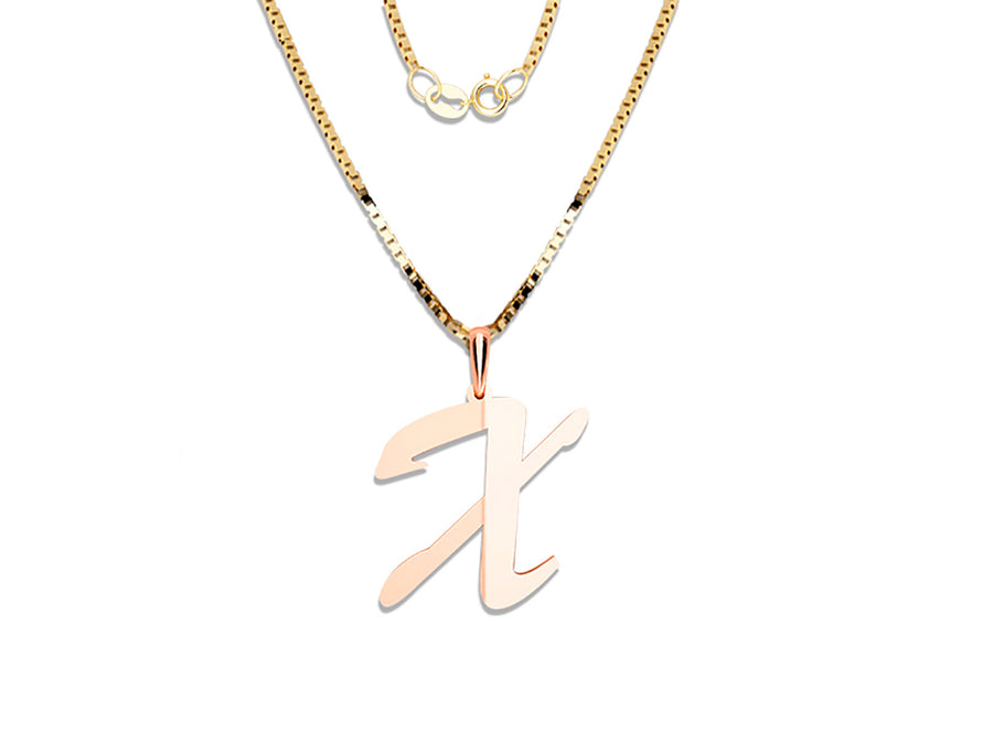 COLGANTE DE INICIAL EN CADENA DE ORO DE 14K