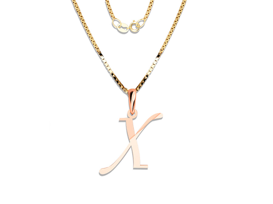 COLGANTE DE INICIAL EN CADENA DE ORO DE 14K