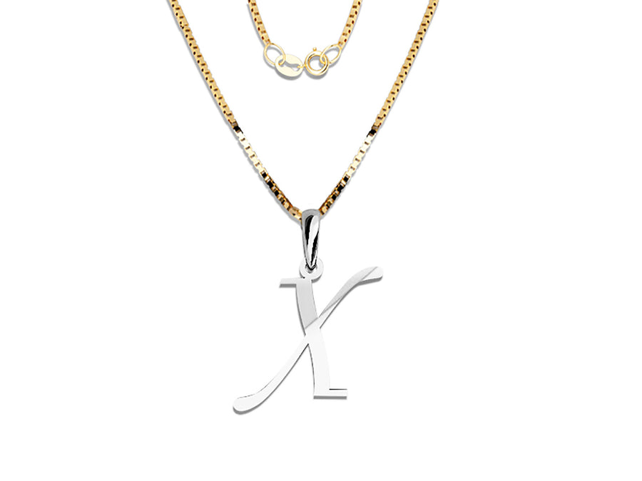 COLGANTE DE INICIAL EN CADENA DE ORO DE 14K