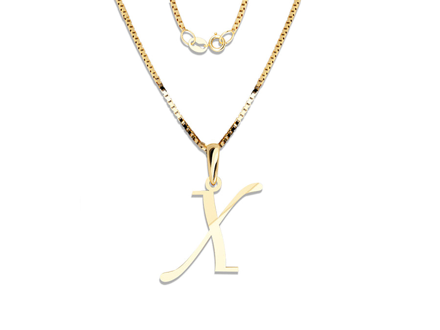 COLGANTE DE INICIAL EN CADENA DE ORO DE 14K