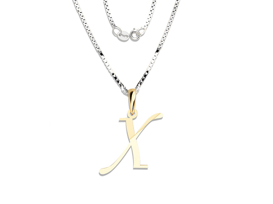 COLGANTE DE INICIAL EN CADENA DE ORO DE 14K