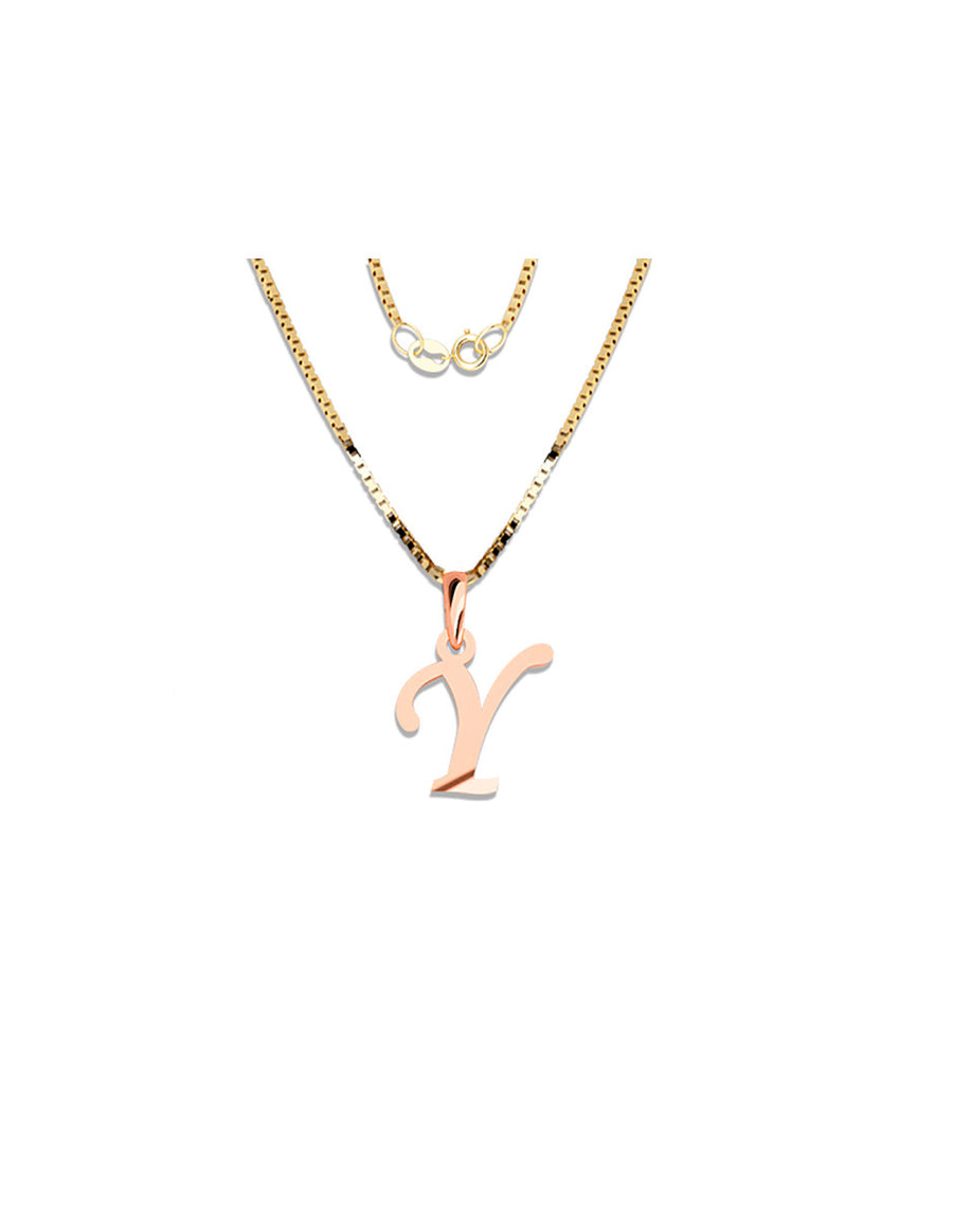 COLGANTE DE INICIAL EN CADENA DE ORO DE 14K