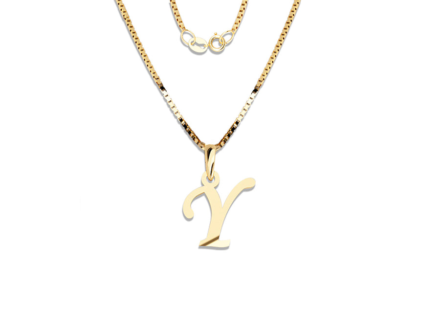 COLGANTE DE INICIAL EN CADENA DE ORO DE 14K