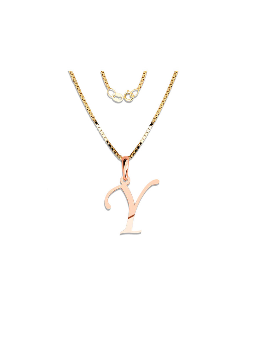 COLGANTE DE INICIAL EN CADENA DE ORO DE 14K