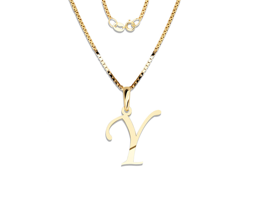 COLGANTE DE INICIAL EN CADENA DE ORO DE 14K