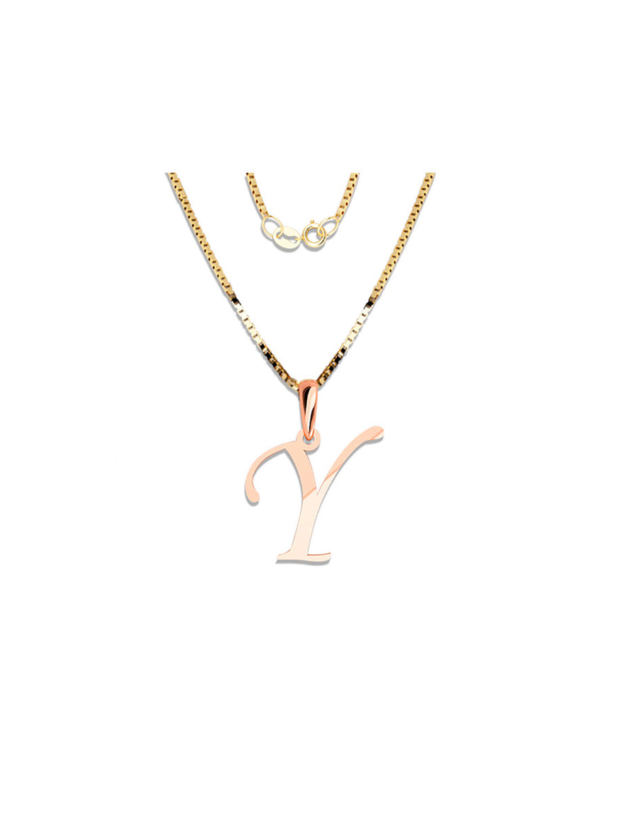 COLGANTE DE INICIAL EN CADENA DE ORO DE 14K