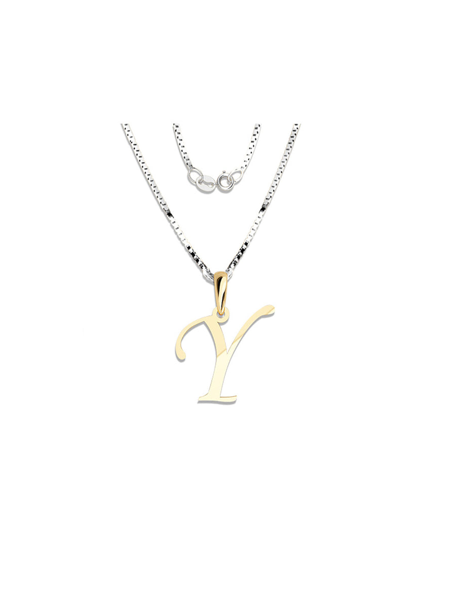 COLGANTE DE INICIAL EN CADENA DE ORO DE 14K
