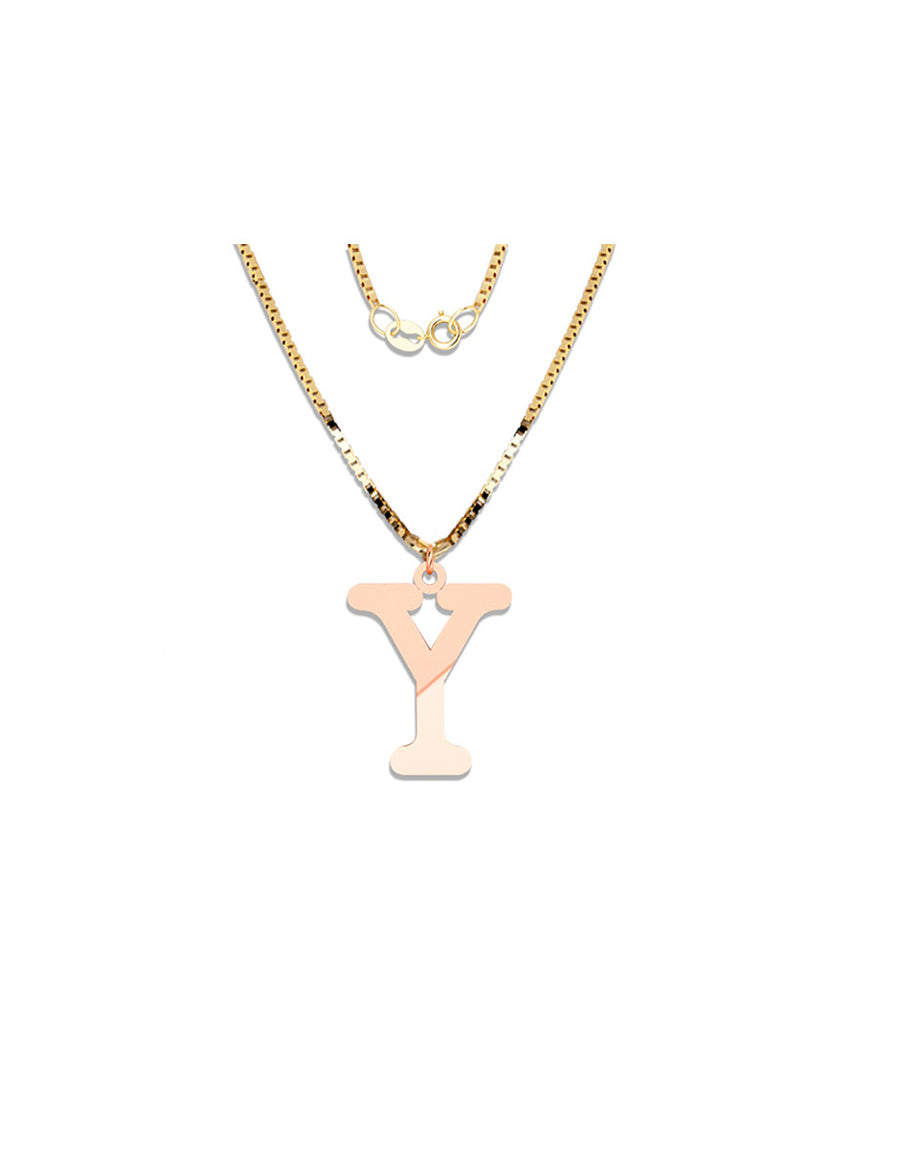 COLGANTE DE INICIAL EN CADENA DE ORO DE 14K