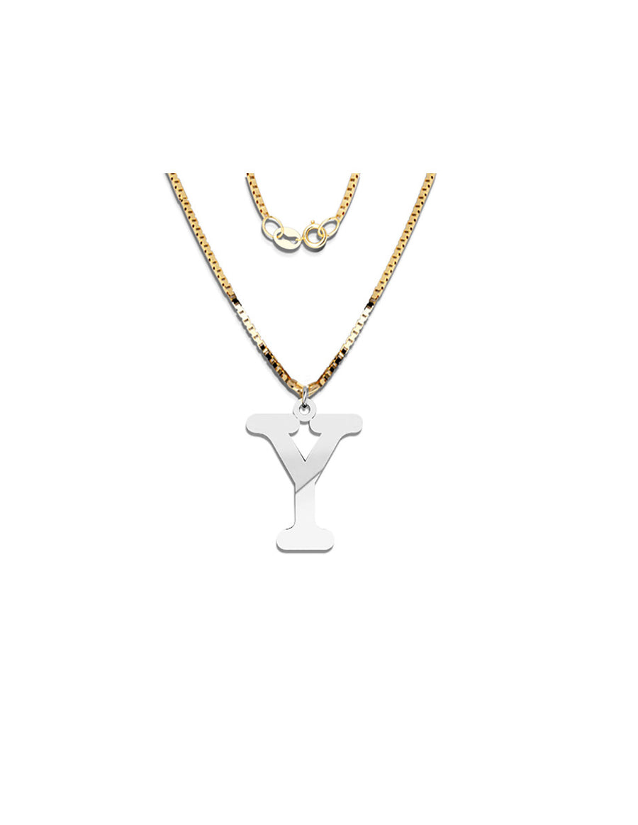 COLGANTE DE INICIAL EN CADENA DE ORO DE 14K