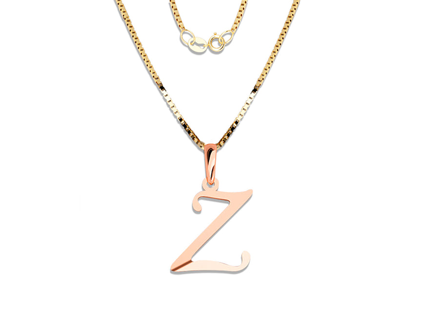 COLGANTE DE INICIAL EN CADENA DE ORO DE 14K