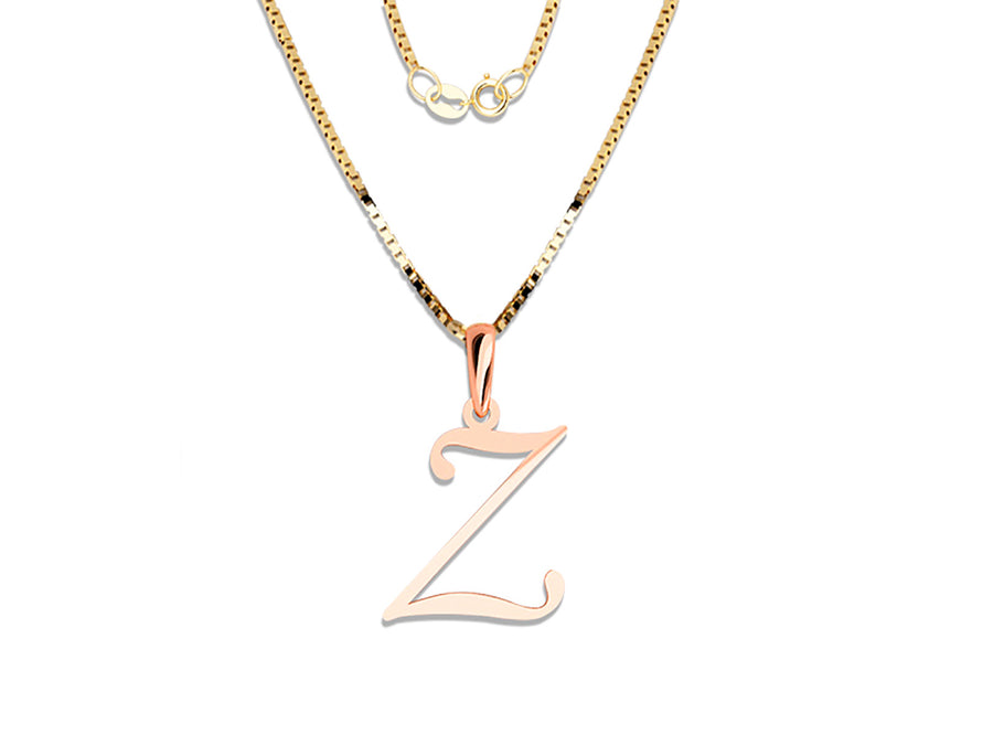COLGANTE DE INICIAL EN CADENA DE ORO DE 14K