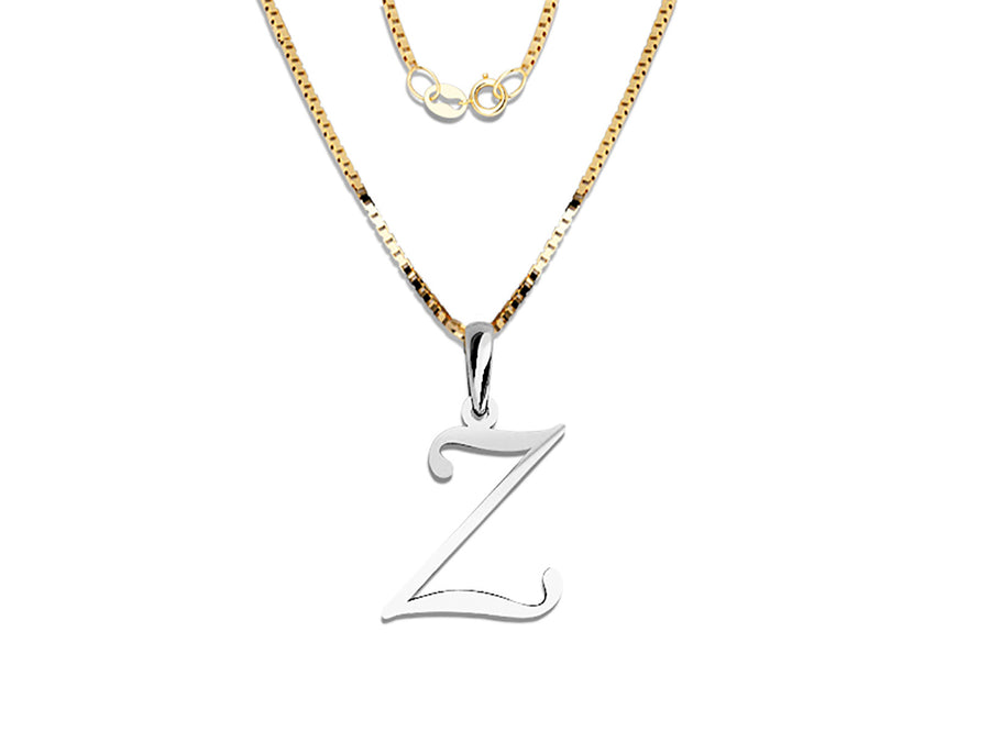 COLGANTE DE INICIAL EN CADENA DE ORO DE 14K