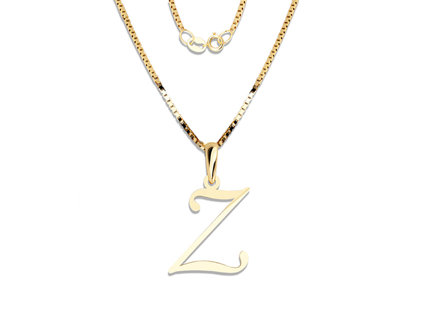 COLGANTE DE INICIAL EN CADENA DE ORO DE 14K
